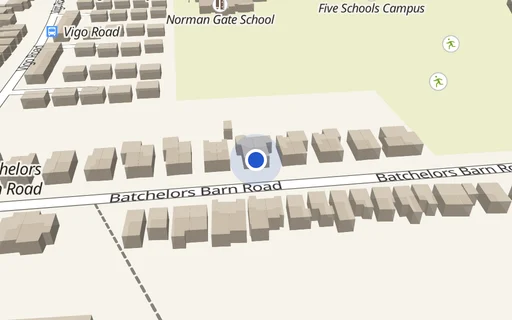 Location map: Batchelors Barn Road (behind House 1) Andover