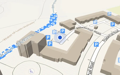 Location map: Parking on Powderhall Rigg, EH7