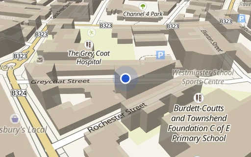 Location map: Garage on Greycoat St, Greycoat House, SW1P