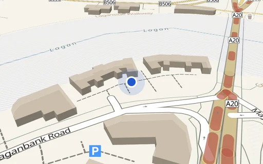 Location map: Parking on Laganbank Rd, BT1
