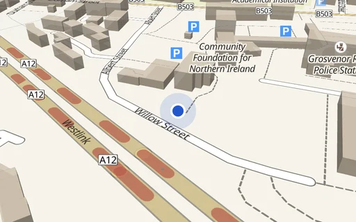 Location map: Parking on CityLink Business Park, BT12