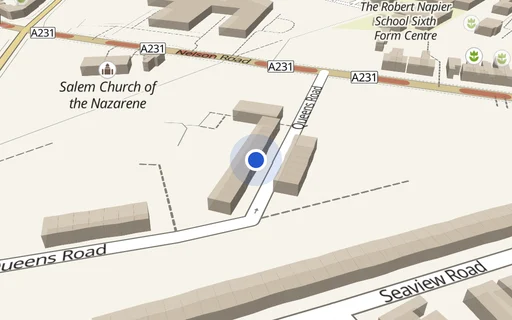 Location map: Fronting Queens Road