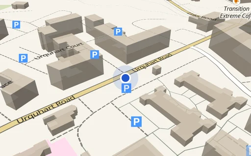 Location map: Parking on Urquhart Court, AB24