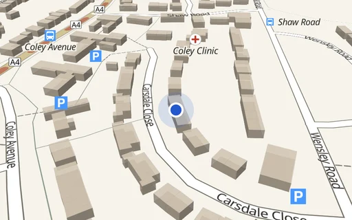 Location map: Carsdale Close (adj House 40) Reading