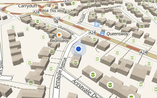 Location map: Parking on Annavale Ave, BT8