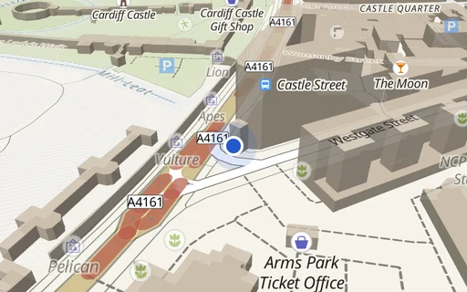 Location map: Parking on The Angel Hotel, CF10