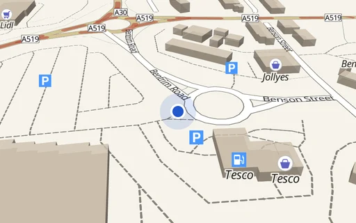 Location map: Parking on Tesco Superstore, BT28