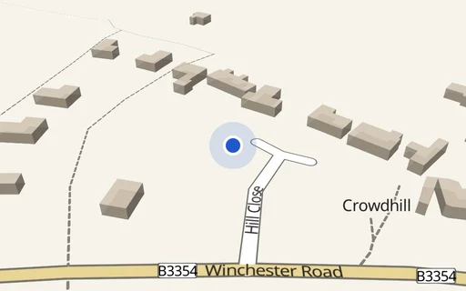 Location map: Hill Close (access adj 4) Fair Oak, Eastleigh Southampton