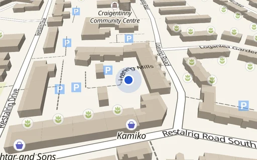 Location map: Parking on Loaning Mills, EH7
