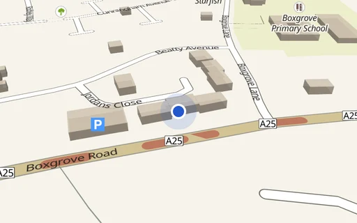 Location map: Jordans Close off Beatty Avenue, Guildford, Surrey