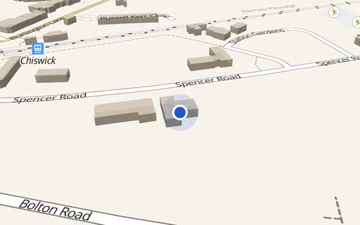 Location map: Spencer Road access adj Sandra Court Chiswick London