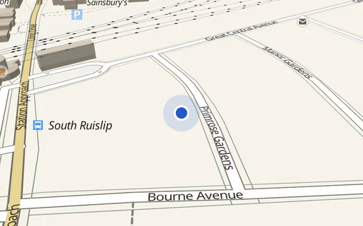 Location map: Primrose Gardens, access adj House 4, Ruislip, Middlesex