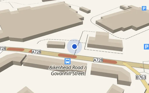 Location map: Parking on Aikenhead Rd, G42