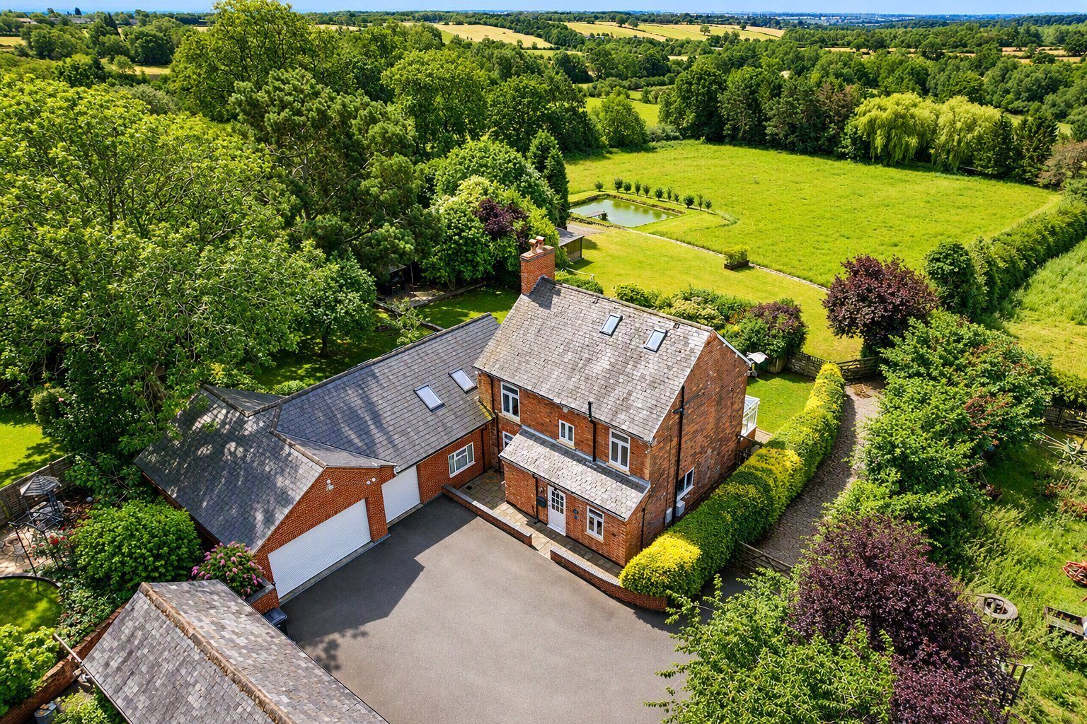Markfield: detached house with outbuildings